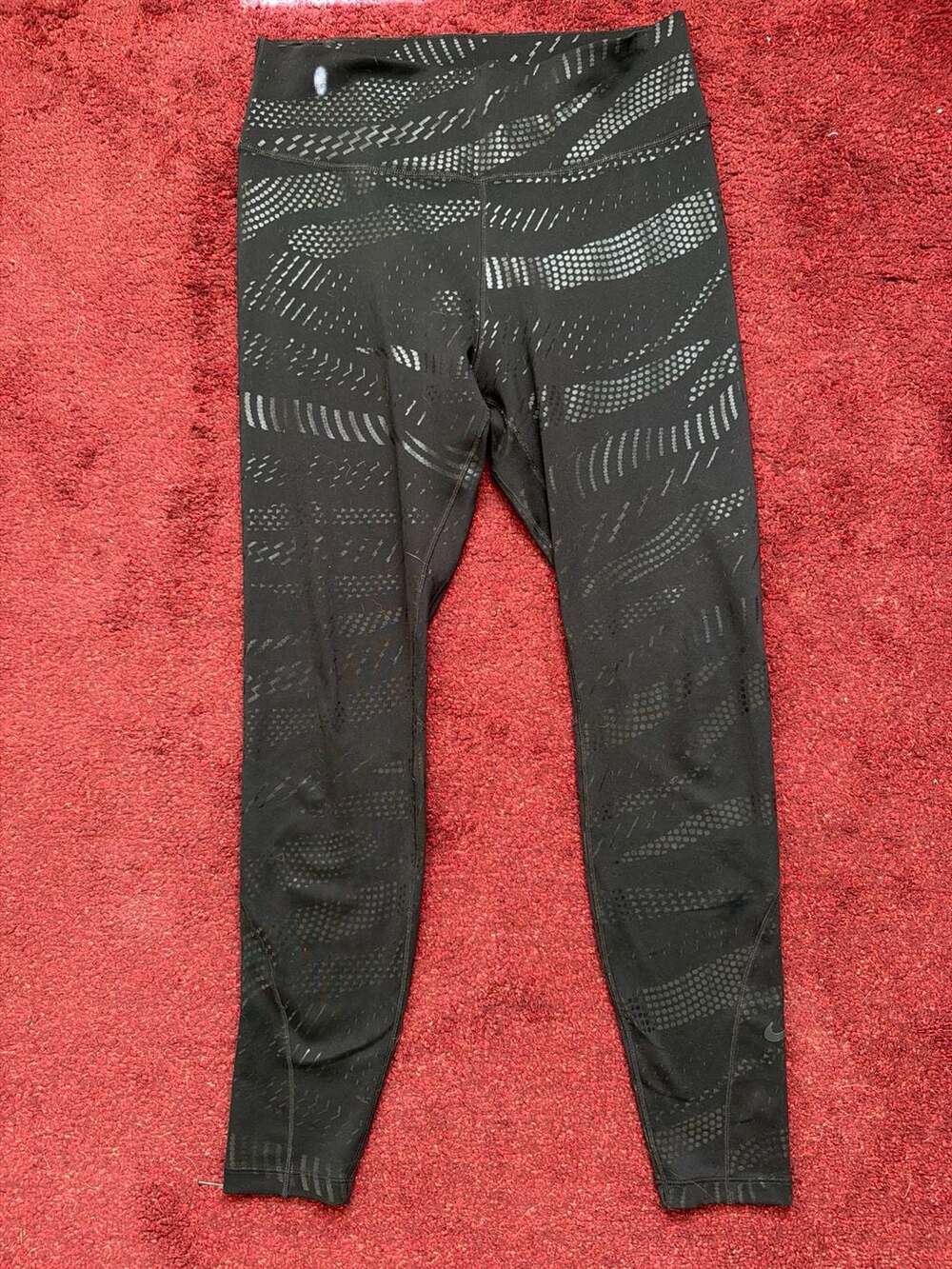 Nike Women's Power Dri-FIT Black Graphic Print Athletic Leggings Medium